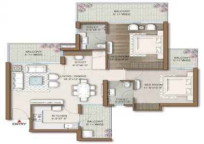 M3M Capital 3BHK Floor Plan