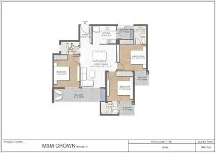 M3M Crown 3BHK Floor Plan