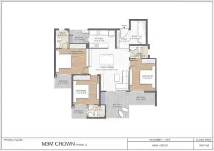 M3M Crown Sector 111 3.5BHK Floor Plan