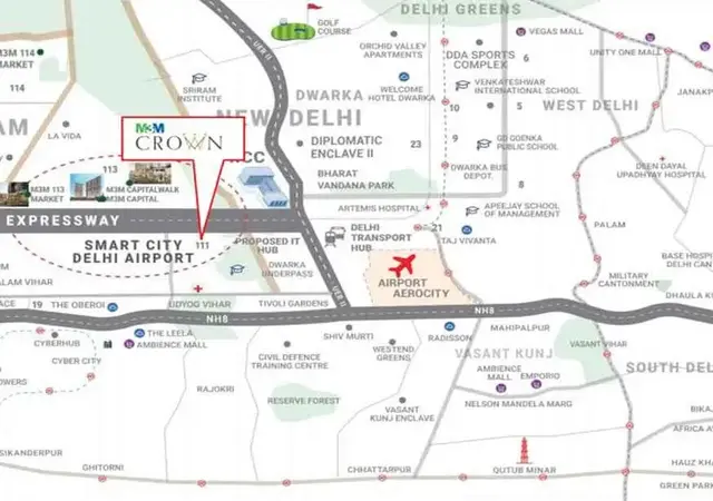 M3M Crown Location Map
